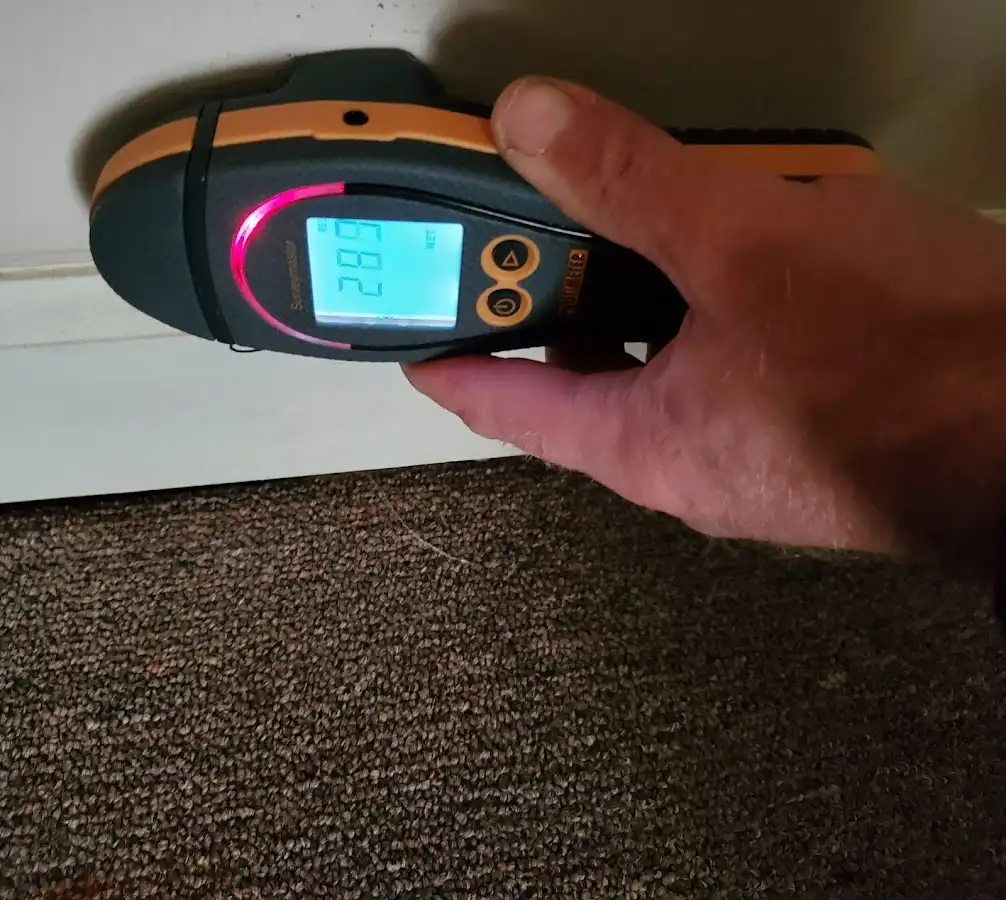 Moisture detection at baseboard during Burst Pipe Cleanup in Shrewsbury